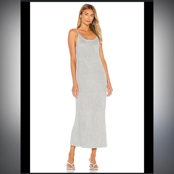John & Jenn by Line Shimmed Ribbed Midi Dress in Silver Charm Revolve Size S - Picture 1 of 7